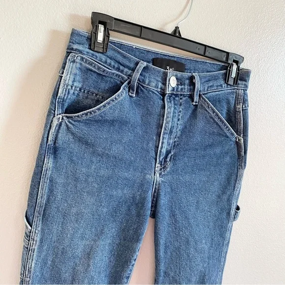 3x1 NYC Mid Rise Rose Carpenter Straight Leg Ankle Jeans Size 26 - Picture 3 of 7
